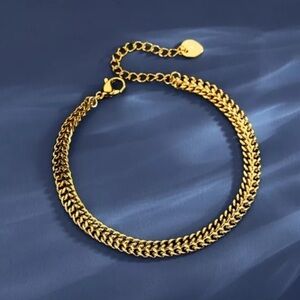 ⭐️ 𝅺NEW 18k Gold Weave Chain Link Bracelet- Lightweight Layering Bracelet